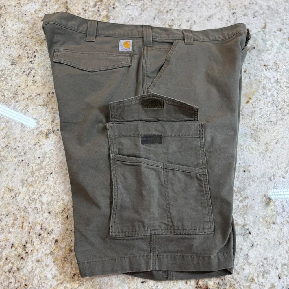 Carhartt Rugged Flex Cargo Work Shorts Mens 40 Moss Canvas Relaxed Fit BS3542